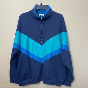 Vintage Claybrooke Sport Half Zip Pullover Size XL Blue Chevron Stripe 80s